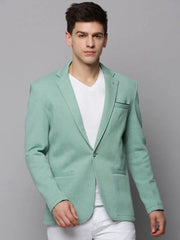 Men Green Solid Blazer-LBR-4500-1-Seagreen