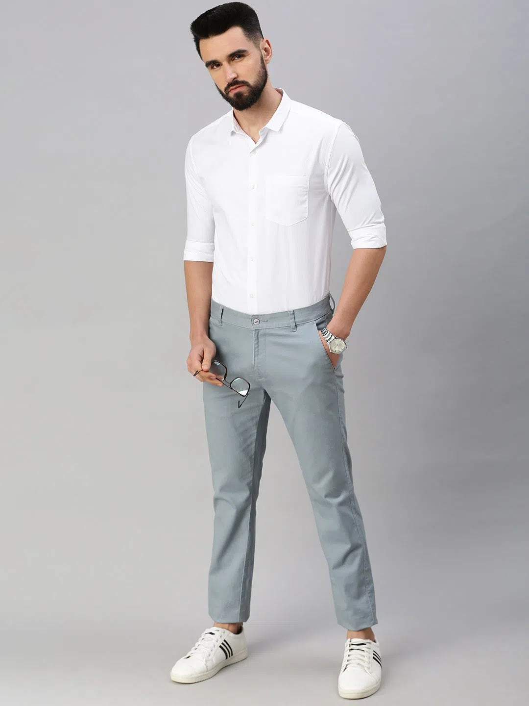 White Self Design Cotton Mens Shirt | Casual Shirts