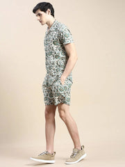 Men Beige Printed Casual Co ord Set-AM-90-05-Beige