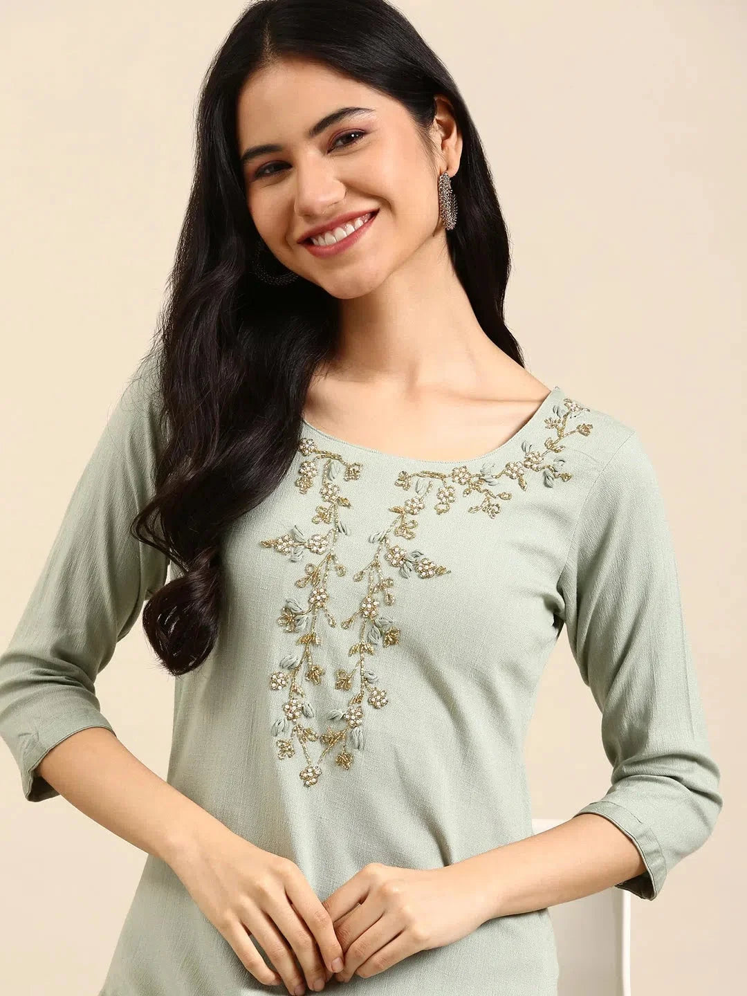 Sea Green Solid Kurta Set | Women's Designer Kurta Sets
