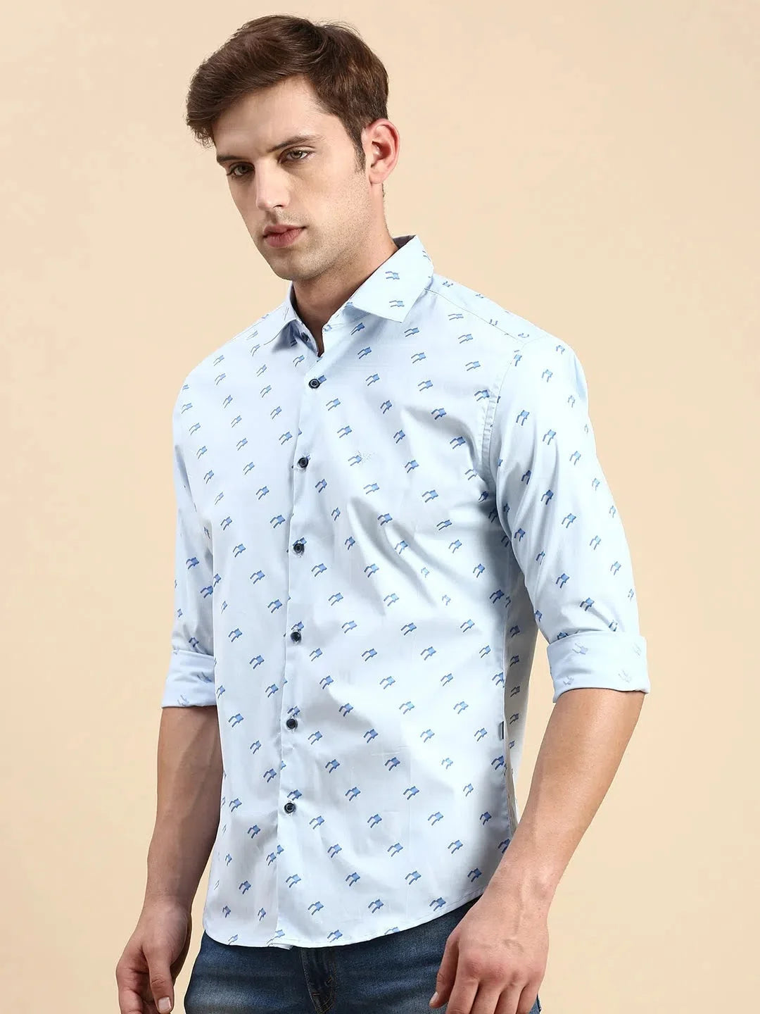 Men's Blue Printed Cotton Shirt | Stylish Casual Shirts