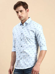 Men Blue Printed Casual Shirt-IKIGAIPRINTS-8831-Blue