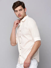 Men Cream Printed Casual Shirt-HARPERPRINT-1698-Cream