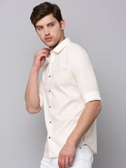 Men Cream Printed Casual Shirt-HARPERPRINT-1698-Cream
