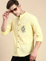 Men Yellow Solid Casual Shirt-SAN-DEI-1065-Yellow