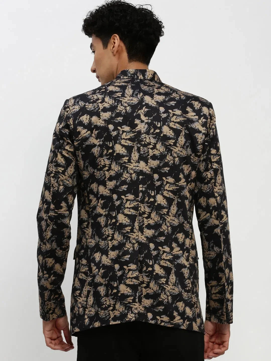 Black Printed Blazer - Men's Ethnic Wear & Modi Jacket Style