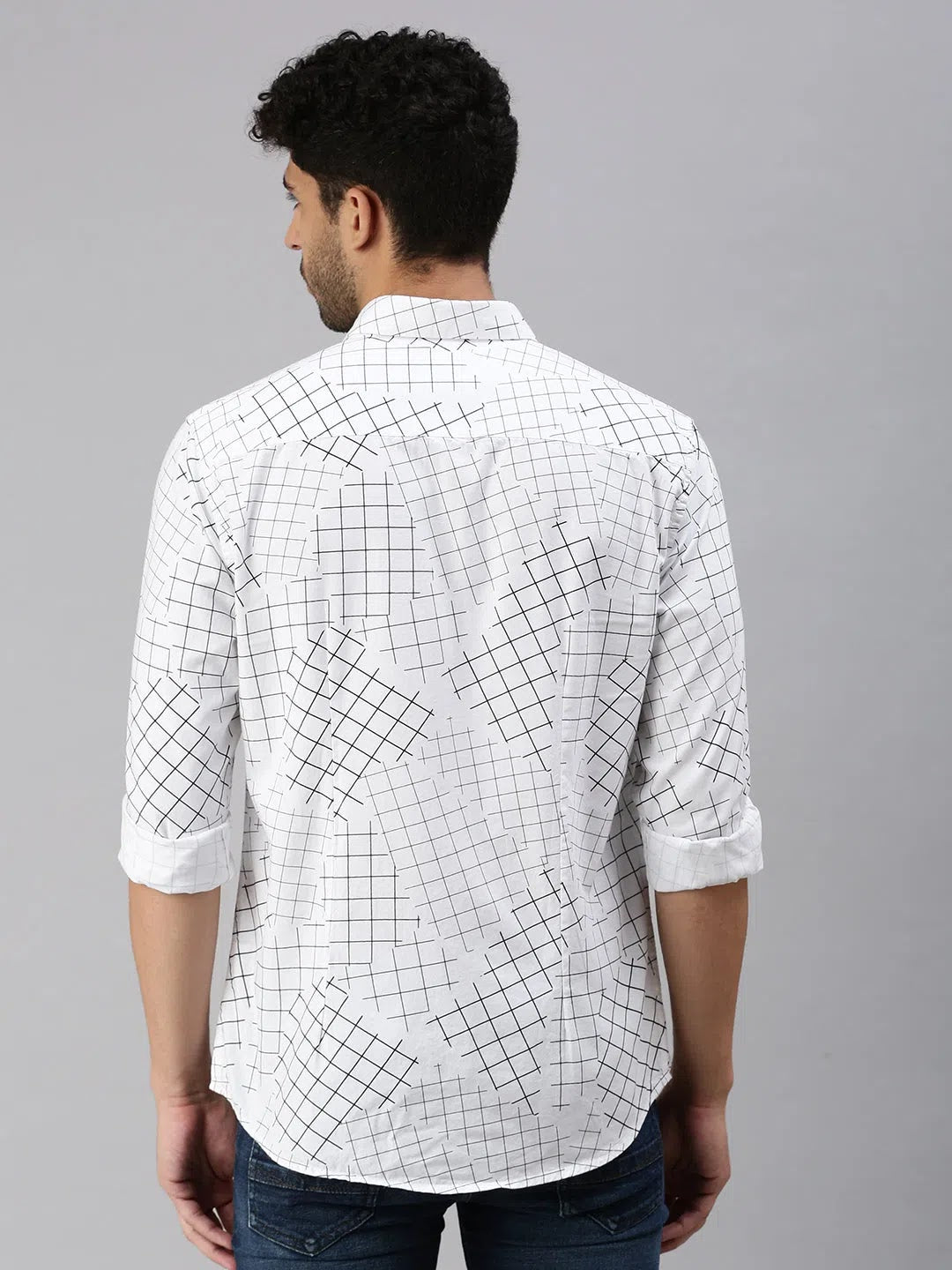 White Printed Mens Shirt - Casual Cotton Shirt by DesiQlo