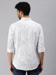 Men White Printed Casual Shirt-CORAPRINT-1114-White