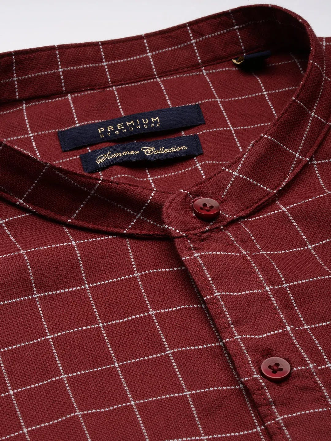 Maroon Checked Mens Shirt | DesiQlo Cotton Casual Shirts