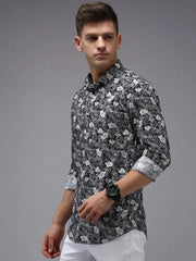 Men Blue Printed Casual Shirt-JHONOPRINT-1482-Navyblue