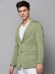 Men Green Solid Blazer-EXES-3003-Seagreen
