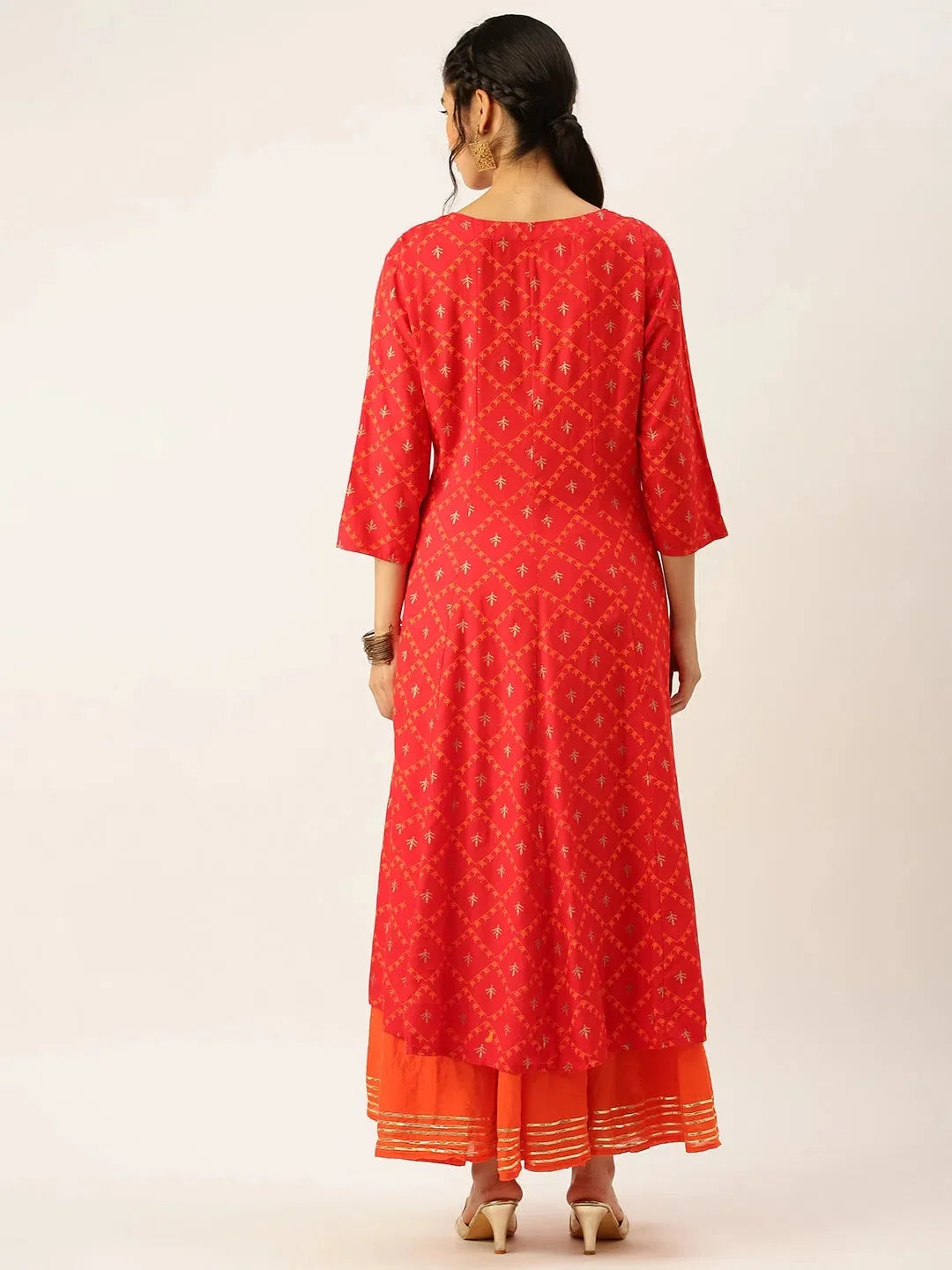 Red Printed Cotton Kurta Set | Women's Indian Kurta Sets