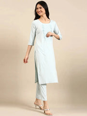 Women's Blue Solid Kurta SetKC-3307-Blue