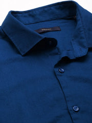 Men Blue Solid Casual Shirt-KNOXPLAIN-4493-Teal
