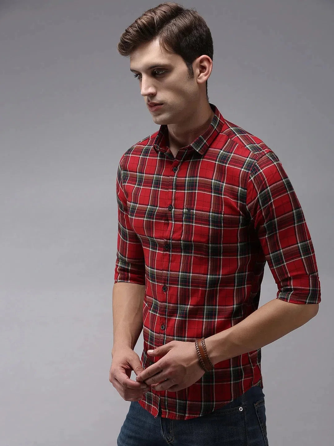 Men's Red Checkered Cotton Shirt | Casual Mens Shirt