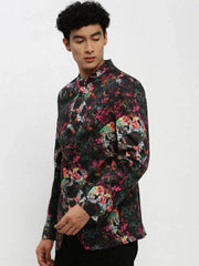 Men Black Printed Blazer-SOBLZ-85-10-Black