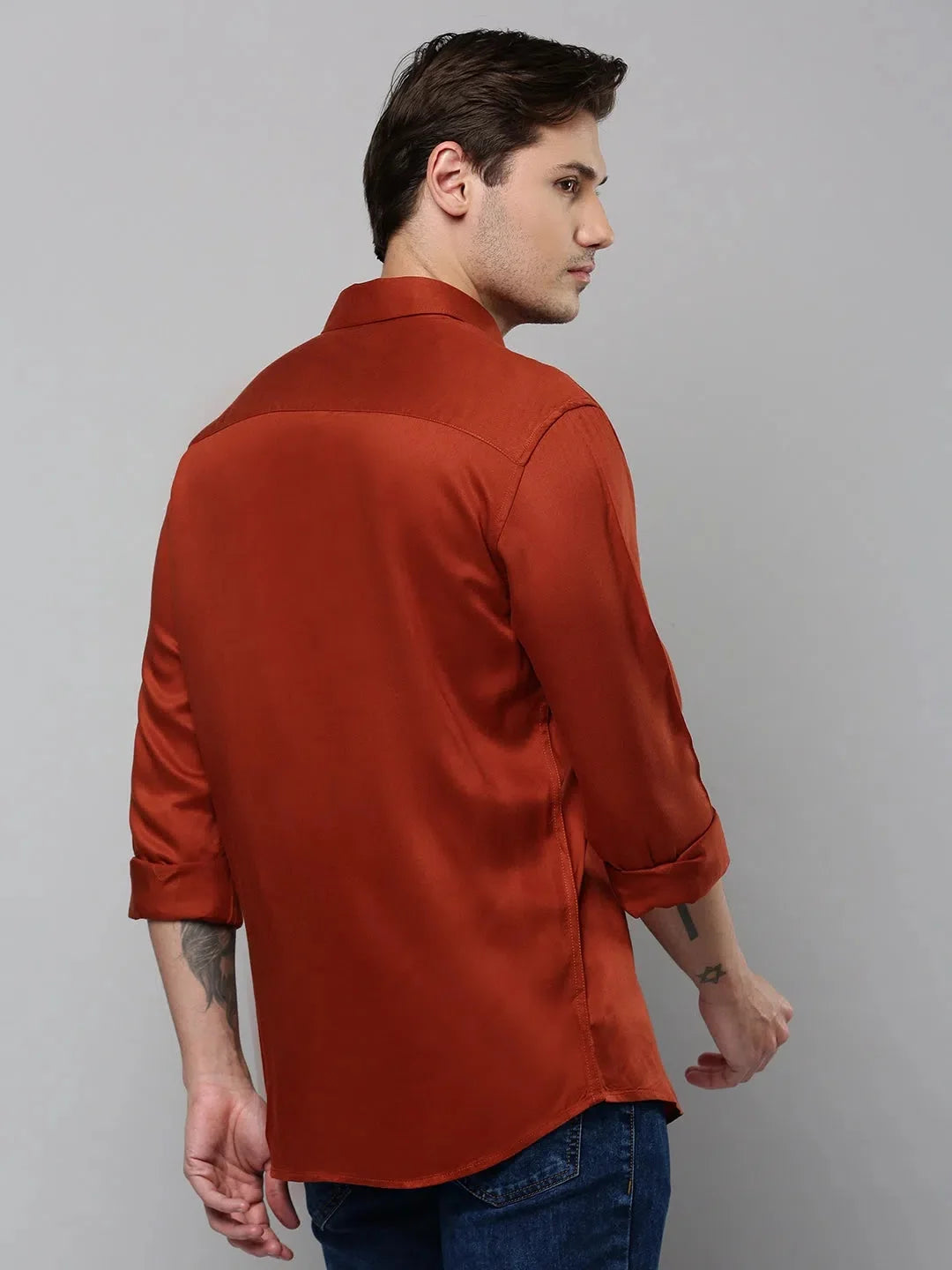 Rust Solid Mens Shirt - Cotton Casual Shirt | DesiQlo