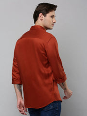 Men Rust Solid Casual Shirt-SAGARPLAIN-4568-Rust