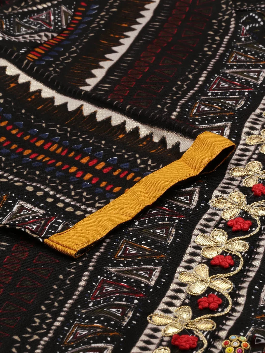 Black Printed Kurta Set | Women's Tribal Cotton Indian Kurta