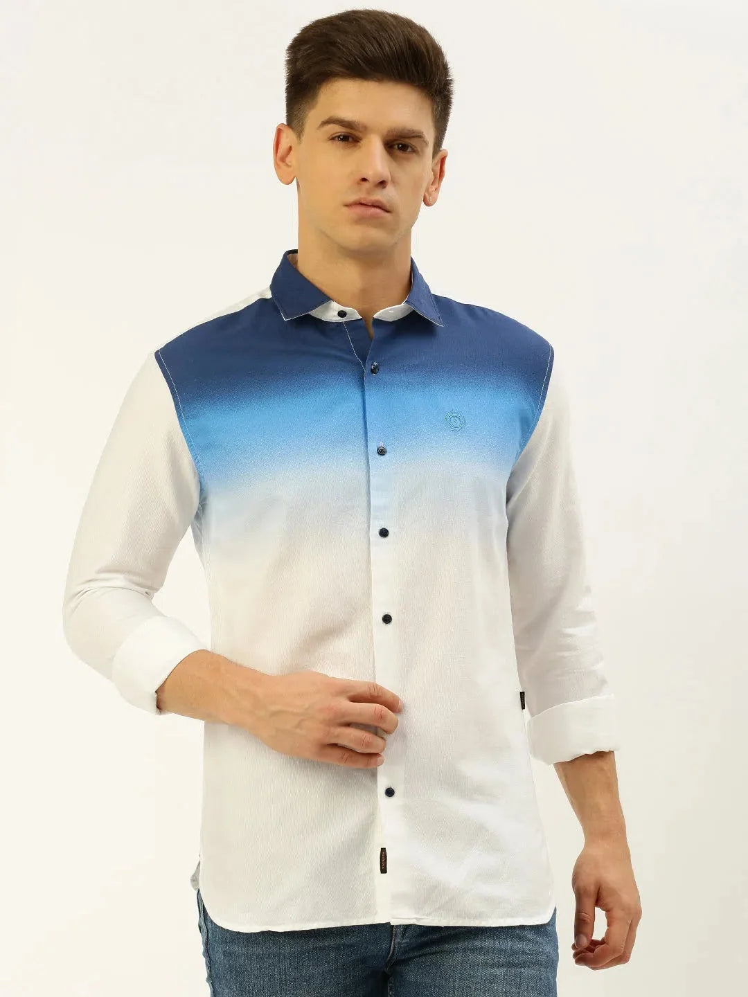 Men's White Printed Cotton Shirt | Casual Printed Shirts