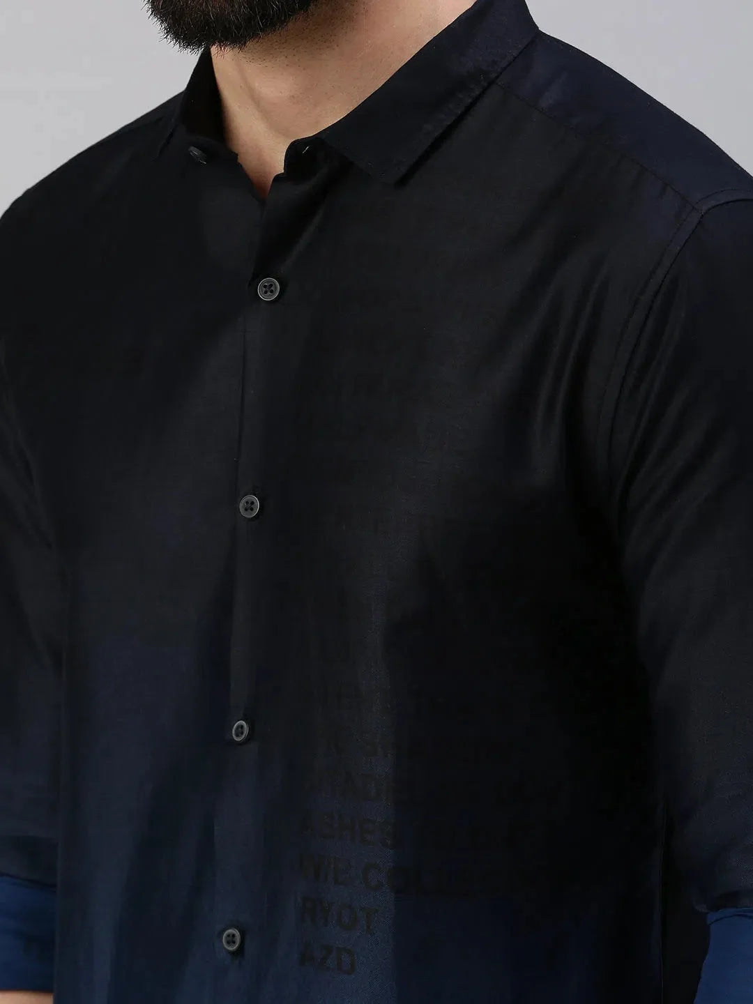 Navy Blue Printed Mens Shirt - Casual Cotton Mens Shirt