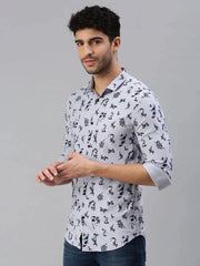 Men Lavender Printed Casual Shirt-STANDARDPRINT-1300-Lavender