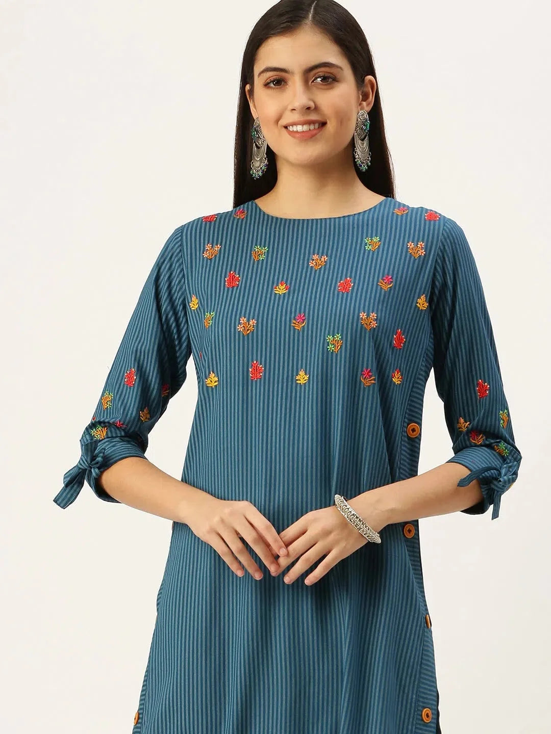 Blue Embroidered Kurta - Elegant Indian Kurta Ladies Collection