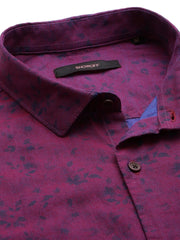 Men Purple Printed Casual Shirt-COLMPRINT-3097-Magenta