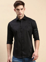 Men Black Solid Casual Shirt-CHERRY-0314-Black