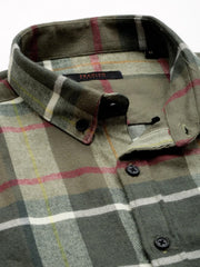 Men Green Checked Casual Shirt-AARONCHECKS-4341-Olive