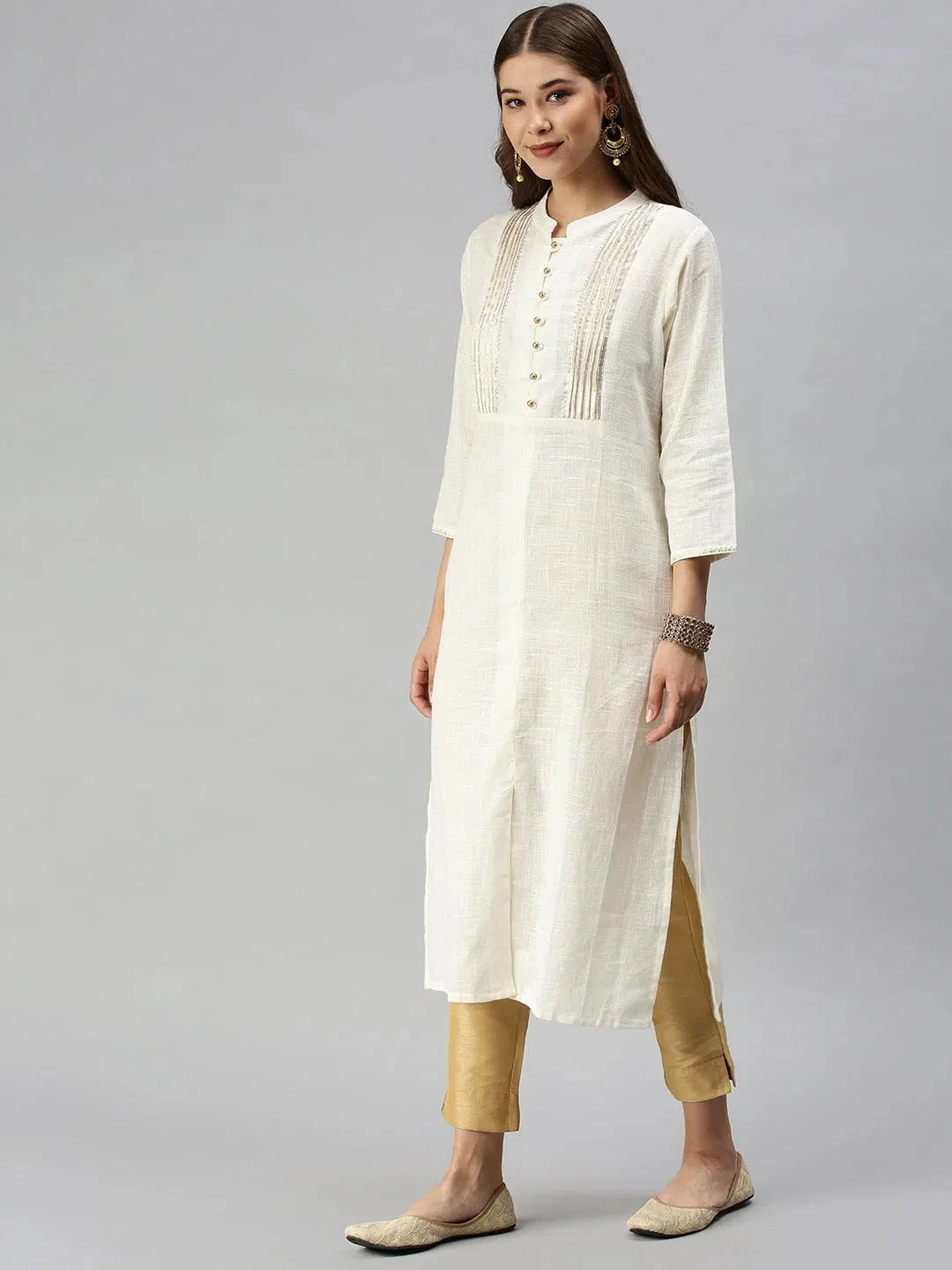 White Solid Kurta: Elegant Viscose Indian Kurtas for Women