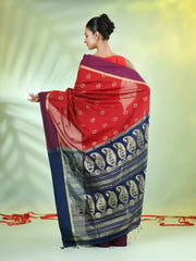 Sapphire Blue Cotton Saree With Nakshi Zari Borders-MA66BCT431050025