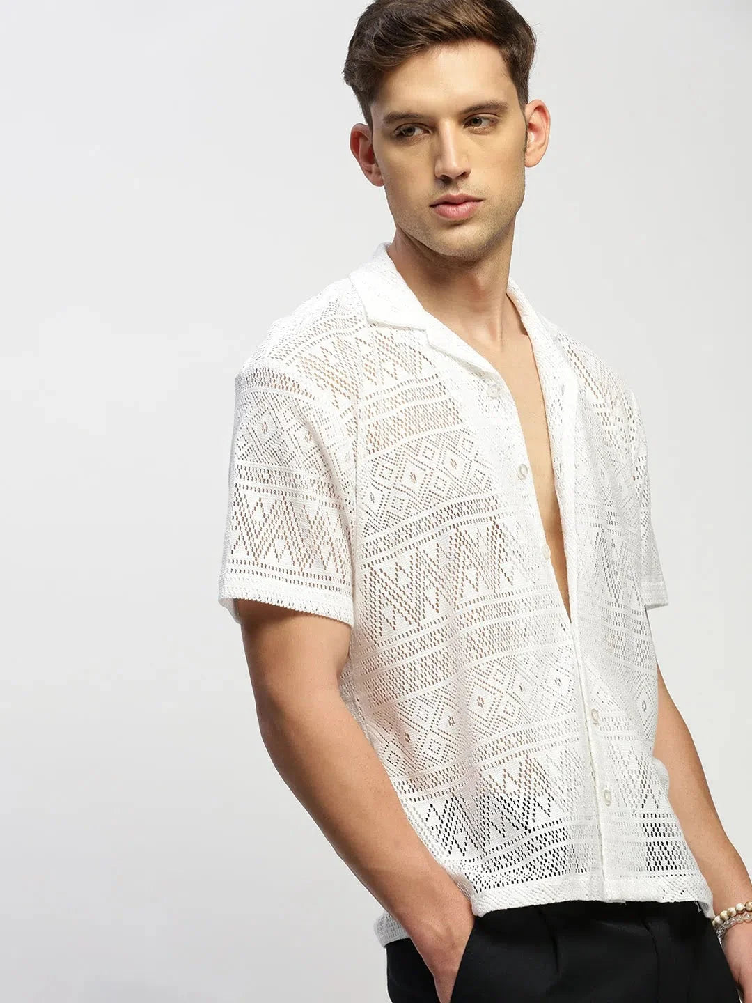 White Solid Mens Shirt - DesiQlo Cotton Formal Shirts