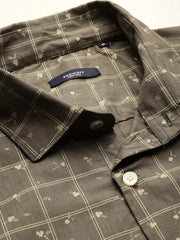 Men Green Checked Casual Shirt-FLIORIONIEPRINT-3497-Olive