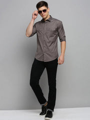 Men Grey Solid Casual Shirt-ALIFEROUSPLAIN-3368-Grey