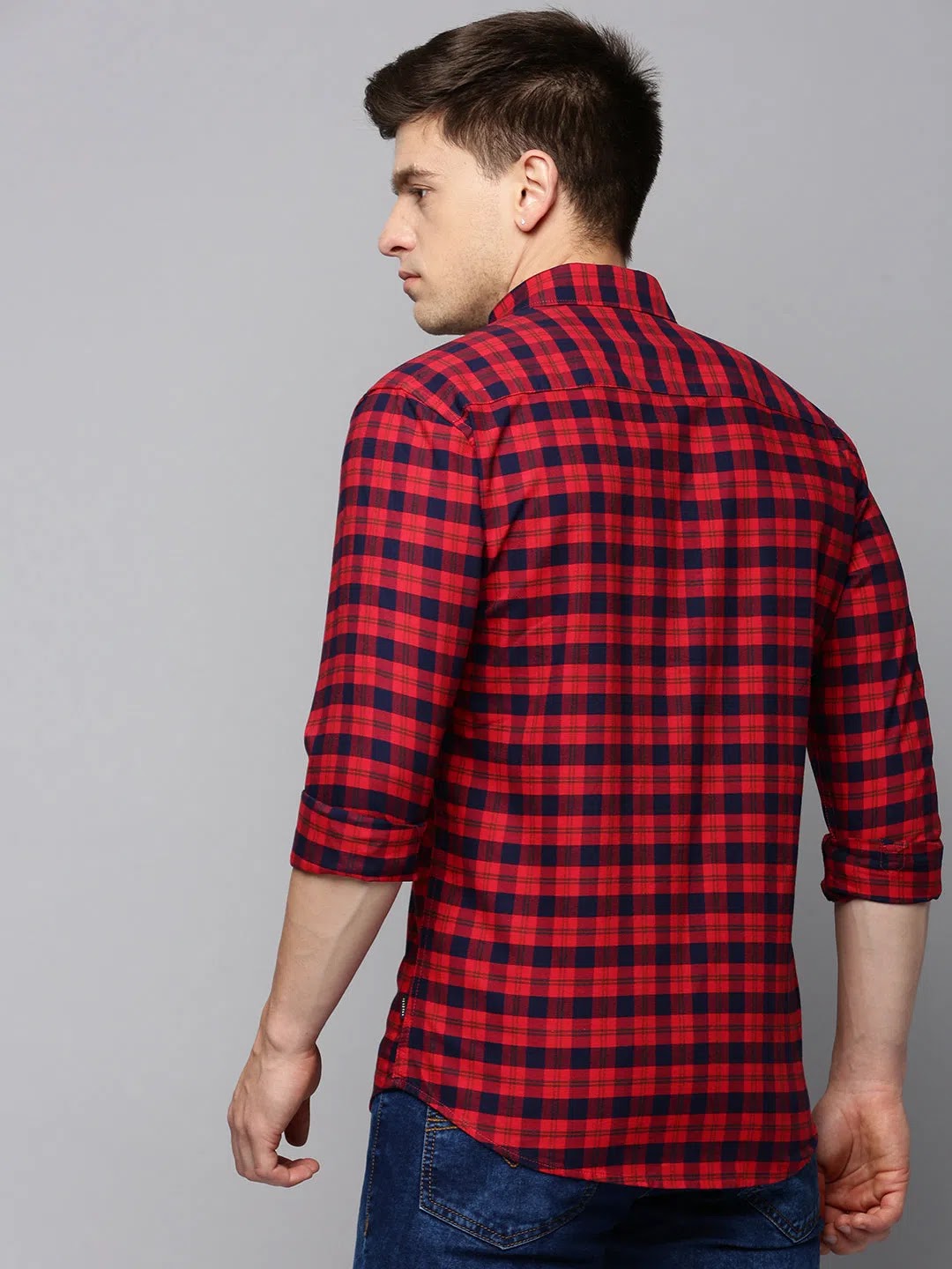 Red Checked Mens Shirt - Casual Cotton Shirt | DesiQlo