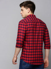 Men Red Checked Casual Shirt-AVACHECKS-5026-Red