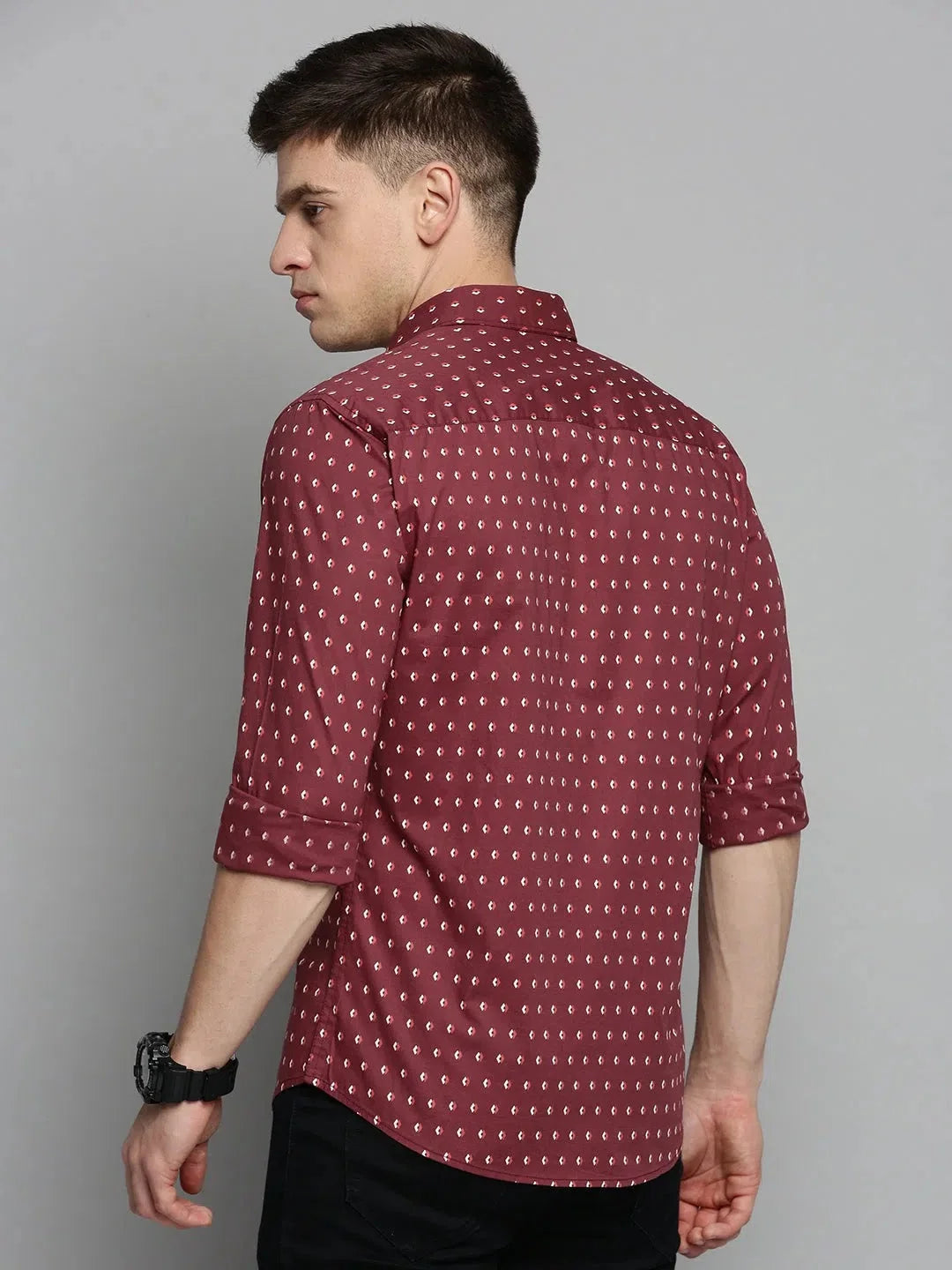Red Printed Mens Shirt - DesiQlo Cotton Casual Shirt