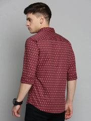 Men Red Printed Casual Shirt-CARLOSPRINT-3232-Maroon