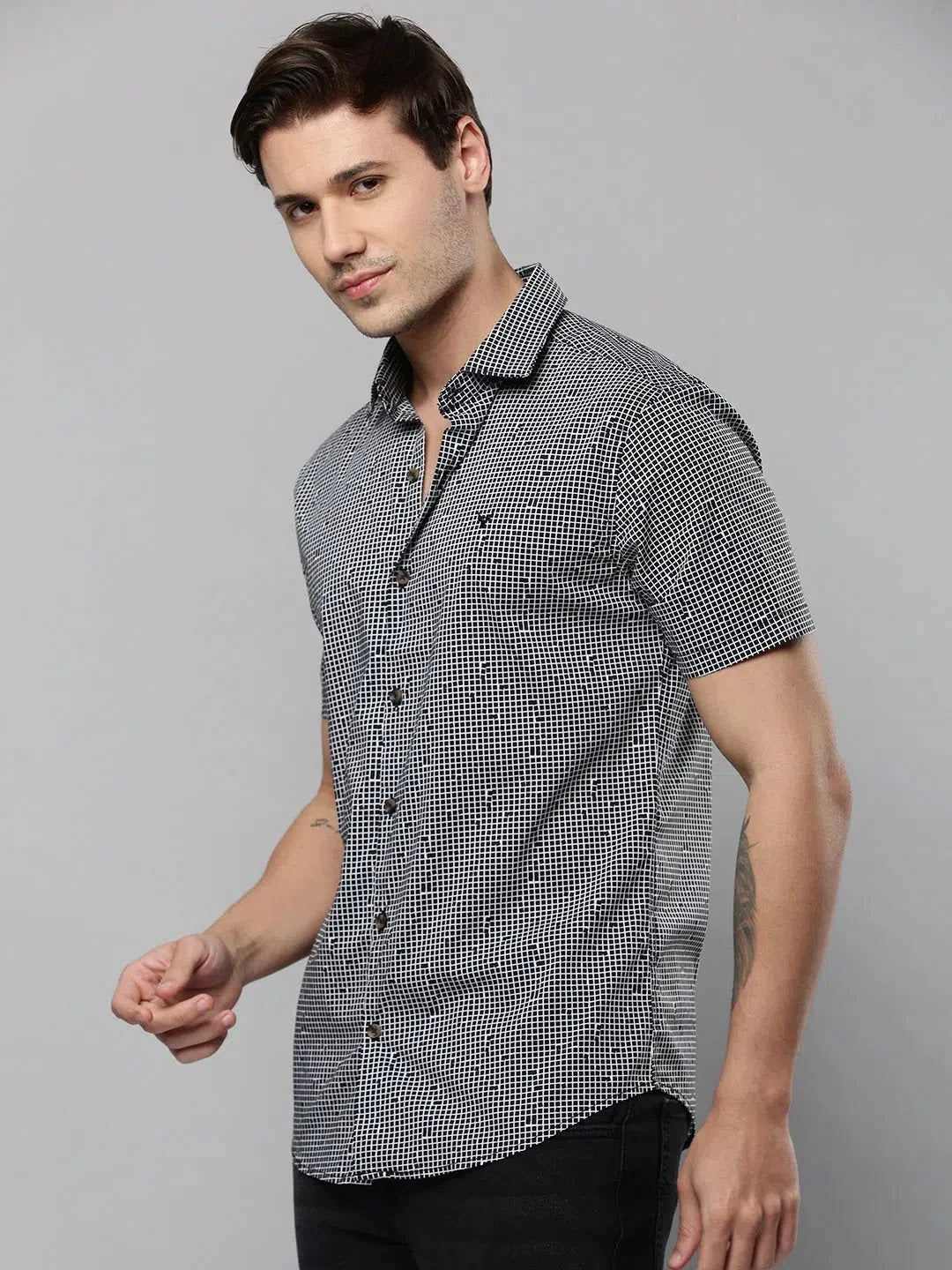 Black Checked Mens Shirt | Casual Cotton Shirt | DesiQlo