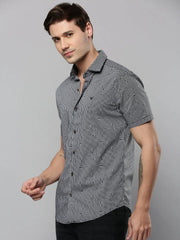Men Black Checked Casual Shirt-AMEOPRINT-5261-Black