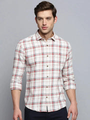 Men Beige Checked Casual Shirt-MARFACHECKS-4436-Beige