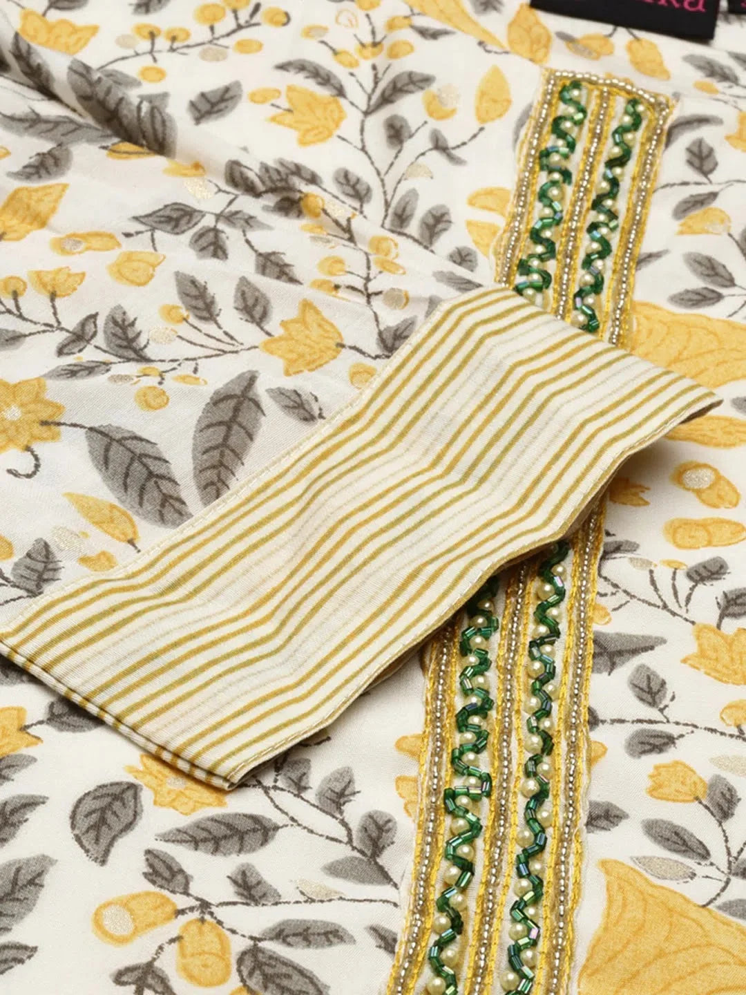 Off White Floral Kurta Set | Women's Designer Kurta Sets