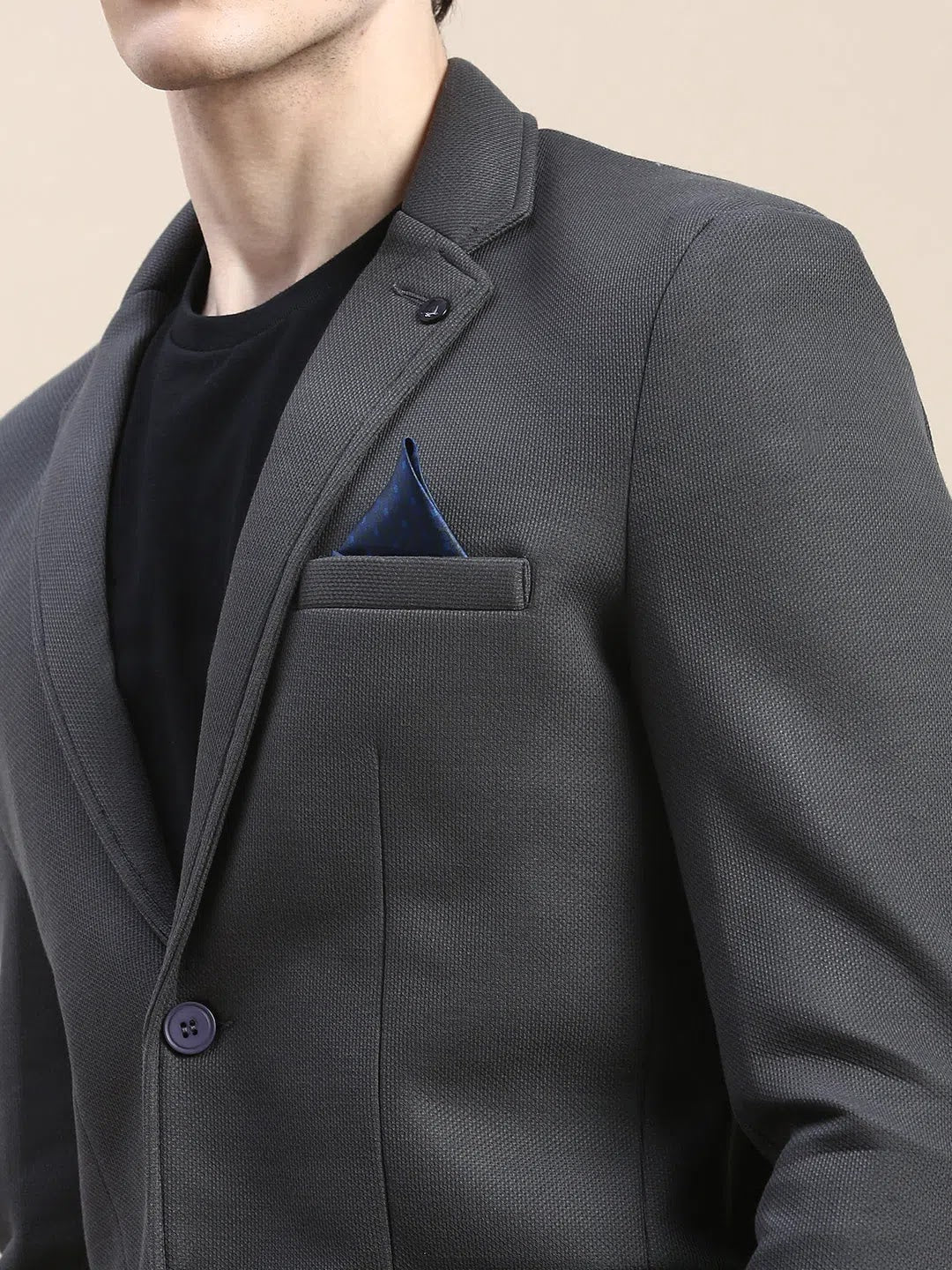 Grey Cotton Nehru Jacket for Men - Solid Casual Blazer