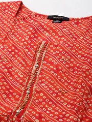 Women's Orange Printed Kurta SetKC-975-Orange