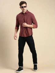 Men Mauve Printed Casual Shirt-COREPRINT-5426-Mauve