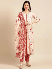 Women's Pink Printed Kurta SetKC-3329-Peach