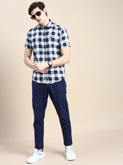 Men White Checked Casual Shirt-WILLACHECKS-98-White