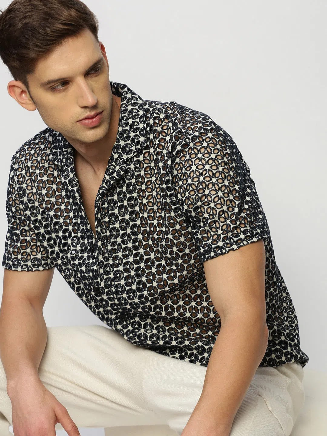 Black Floral Printed Shirt - Mens Cotton Shirt | DesiQlo