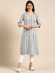 Women's Grey Solid Straight Kurta-SKC-3312-Grey